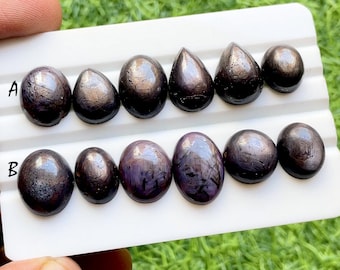 Rare Purple Star Sapphire Cabochon Gemstone With Flat Back 6 Pieces Lot For Jewelry Making, AAA+ Natural Sapphire Gemstone Lot - 32372-32373