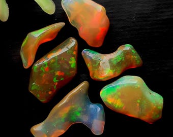 Selected Ethiopian Opal Raw Nuggets 6 Pieces Lot | Size : 17-14 MM | Top Quality Ethiopian Opal Welo Fire Opal For Jewelry Making - 14667