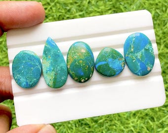 Natural Chilean Opal Cabochon Loose Gemstone 5 Pieces Lot For Jewelry Making | Size : 28-17 MM | AAA+ Chilean Opal Flatback Lot - 36780