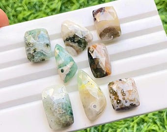 Ocean Jasper Rose Cut Loose Gemstone 8 Pieces Lot For Jewelry Making | Size : 23-13 MM |  AAA+ Natural Ocean Jasper Gemstone Lot - 22626