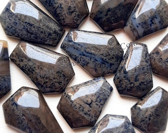 Honey Dendritic Agate Coffin Shape Cabochon With Flat Back Wholesale Lot By Weight With Different Sizes Used For Jewelry Making & Wire Wrap