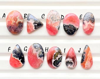 NEW Pink & Black Rhodochrosite Cabochon Loose Gemstone For Jewelry Making, AAA+ Natural Rhodochrosite Cabochon For Wire Wrap - 25141-25150
