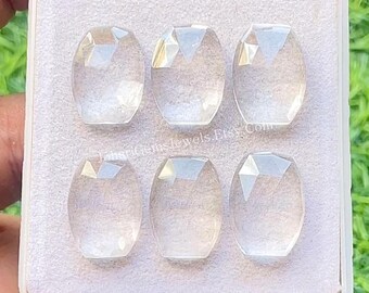 Clear Quartz 13X18 MM Rosecut Fancy Rectangle Shape With Flat Back Gemstone 6 Pieces Lot, AAA+ Natural Clear Quartz Used For Jewelry Making