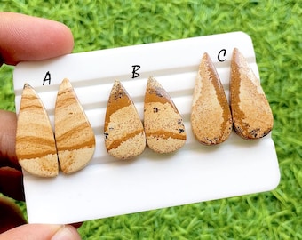 Natural Picture Jasper Pair Cabochon Loose Gemstone, Picture Jasper Pair Gemstone For Jewelry Making, Pendant, Necklace Gemstone-36101-36103