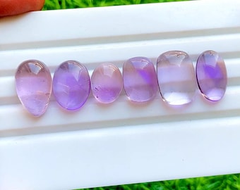 Pink Amethyst Cabochon Loose Gemstone 6 Pieces Lot | Size : 17-12 MM | AAA+ Natural Pink Amethyst Cabochon Lot For Handmade Jewelry - 34685