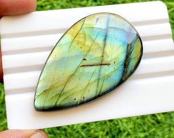 BIG BLUE Labradorite Cabochon Loose Gemstone For Jewelry Making | Size : 59X36X8 MM | Natural Multi Color Labradorite - 37845