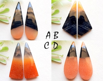 Candy Corn Achat Paar Cabochon Lose Edelstein zur Schmuckherstellung, AAA+ natürliches Achat Cabochon Paar für handgefertigten Schmuck - 12656-12659