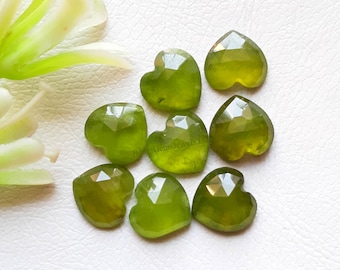 VESUVIANITE Rose Cut Heart Shape Flat Back Gemstone 10 Pieces Lot | Size : 10 MM | Natural AAA+ Quality Vesuvianite Used For Jewelry Making