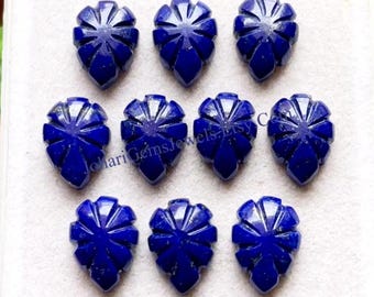 Lapis Lazuli Pear Shape Hand Carving Gemstone 10 Pieces Lot | Size : 10X14 MM | AAA+ Natural Lapis Handcarved Gemstone For Jewelry Making