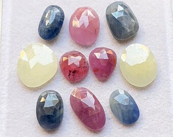 Multi Sapphire Rose Cut Loose Gemstone 10 Pieces Lot | Size : 9-15 MM | Natural Multi Sapphire Rose Cut For Handmade Jewelry - 5721