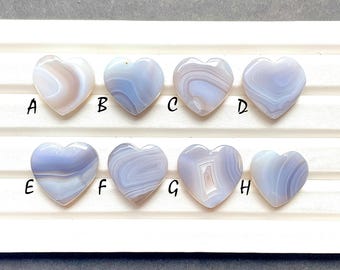 Botswana Agate Heart Shape Cabochon Loose Gemstone For Jewelry Making, AAA+ Natural Agate Heart Shape Cabochon For Wire Wrap - 25905-25912