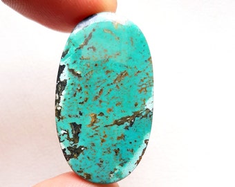 Tibetan Turquoise Cabochon Loose Gemston| Size: 38X21X5 | Natural Tibetan Turquoise For Handmade Jewelry and Wirewrap - 11388