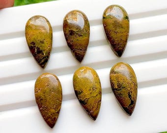 Ocean Jasper 10X20 MM Pear Shape Smooth Cabochon Loose Gemstone 6 Pieces Lot For Handmade Jewelry