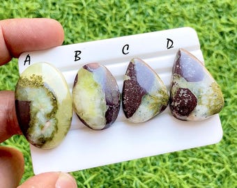 Lemon Glow Prehnite Cabochon For Wire Wrap, Natural Translucent Green Stones, Freeform Loose Gemstones For Jewelry Making - 37309-37402