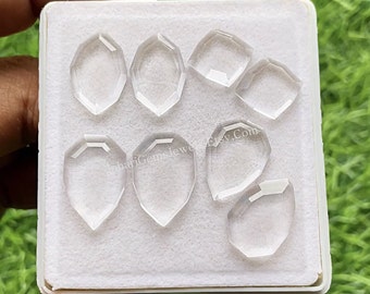 Clear Quartz Fancy Shape Pair With Flat Back Gemstone 4 Pairs Lot | Size : 10-16 MM | AAA+ Clear Quartz Used For Jewelry Making