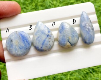 Frozen Sky Blue Kyanite Cabochon For Wire Wrap, Natural Blue Kyanite Loose Gemstones, Icy Kyanite Stones for Jewelry Making - 36896-36899