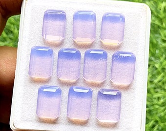 Lavender Quartz 10x14 MM Rectangle Shape Fancy Cut With Flat Back Gemstone 10 Pieces Lot, AAA+ Lavender Quartz Used For Jewelry Making