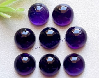 Amethyst Cabochon Round Gemstone Lot | Size : 12 MM | Top Quality Amethyst Flat Back Gemstone 8 Pieces Lot For Jewelry Making
