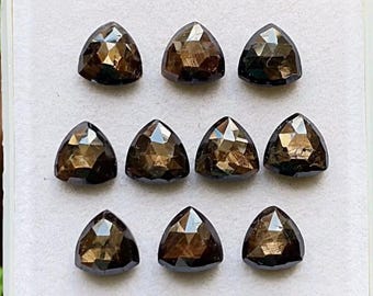 Golden Sapphire Rosecut Trillion Flat Back Gemstone 10 Pcs Lot | Size : 10 MM | AAA+ Golden Sapphire Trillion Used For Jewelry Making