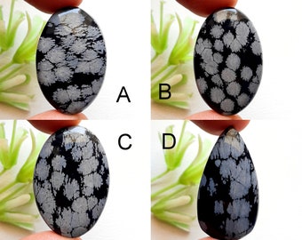 Snowflake Obsidian Cabochon Loose Gemstone, AAA+ Natural Snowflake Obsidian Cabochon For Handmade Jewelry and Wirewrap - 5092-5095