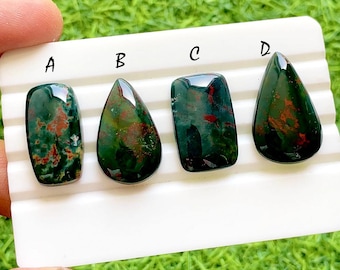 New Blood Stone Cabochon Loose Gemstone For Jewelry Making, AAA+ Natural Blood Stone Cabochon Gemstone For Wire Wrap - 38121-38124