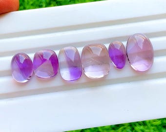 Pink Amethyst Cabochon Loose Gemstone 6 Pieces Lot | Size : 17-12 MM | AAA+ Natural Pink Amethyst Cabochon Lot For Handmade Jewelry - 34686