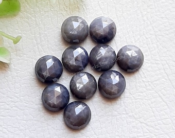 Grey Star Sapphire Rose Cut Round Flat Back Gemstone 10 Pieces Lot | Size : 6 MM | AAA+ Grey Star Sapphire Round Used For Jewelry Making