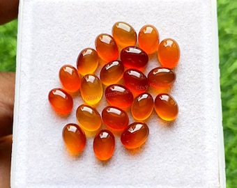 Carnelian 6X8 MM Oval Shape Cabochon With Flat Back Gemstone 15 Pieces Lot, AAA+ Natural Carnelian Gemstone Used For Jewelry Making