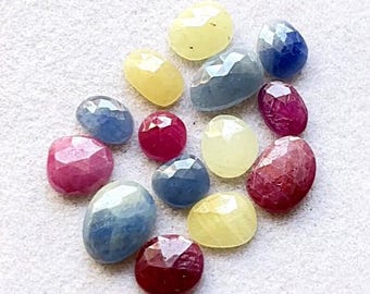 100% Natural Multi Sapphire Rose Cut Loose Gemstone 15 Pieces Lot | Size : 10-5 MM | Multi Sapphire Rose Cut For Handmade Jewelry - 9724
