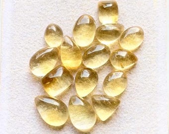 New Golden Citrine Small Cabochon Loose Gemstone 15 Pieces Lot For Jewelry Making | Size : 12-7 MM | AAA+ Natural Citrine Cabochon - 29965