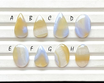 RARE Bio Blue Lace Agate With Yellow Cabochon Gemstone For Jewelry Making, AAA+ Natural Bio Blue Lace Agate For Wire Wrap - 32201-32208