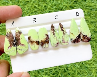 Imperial Desert Lime Turquoise Pair For Jewelry Making, Rare Matrix Turquoise Pair, High End Matching Gemstones For Earrings - 37311-37314