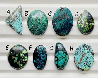Natural Tibetan Turquoise Cabochon Loose Gemstone For Jewelry Making, AAA+ Tibetan Turquoise For Handmade Jewelry & Wire Wrap - 24206-24213
