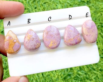 Blush Gold Phosphorite Cabochon Loose Gemstone For Jewelry Making, AAA+ Pink & Golden Natural Stone For Wire Wrap - 35590-35594