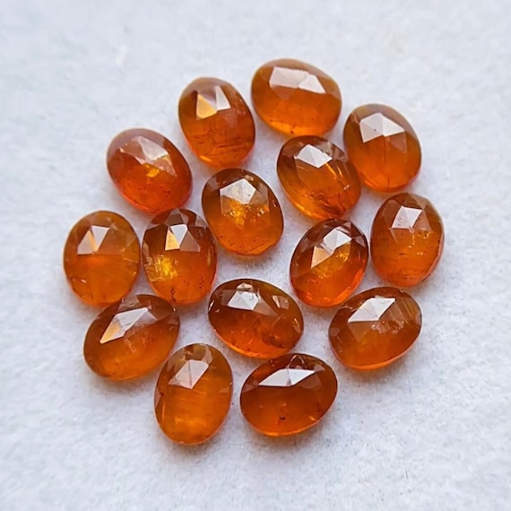 Orange Kyanite Rose Cut Oval Flat Back Gemstone 15 Pieces Lot | Size : 6x8 MM | AAA+ Orange Kyanite Gemstone For Jewelry Making