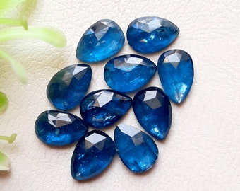 Neon Kyanite Rosecut Pear Gemstone 10 Pieces Lot | Size : 10X7 MM | AAA+ Natural Neon Kyanite With Flat Back For Handmade Jewelry