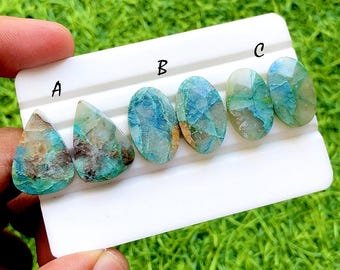 NEW Shattuckite Pair Cabochon Loose Gemstone For Jewelry Making, AAA+ Natural Shattuckite Matching Pair Cabochon For Earrings - 36156-36158