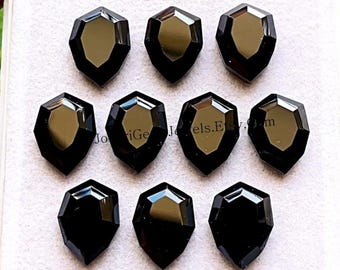 Black Onyx Fancy Cut Pear Shape With Flat Back Gemstone 10 Pieces Lot | Size : 10x14 MM | AAA+ Natural Onyx For Jewelry Making