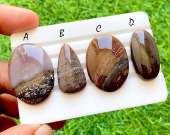 Desert Landscape Collection Dendritic Agate Cabochon For Wire Wrap, Natural Honey Dendritic Agate Gemstones For Jewelry Making -35728-35731