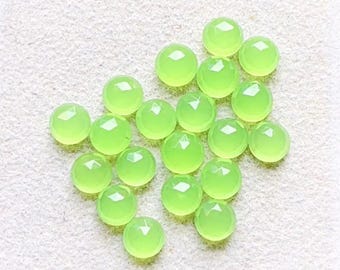 Acid Green Color Chalcedony 6 MM Rose Cut Round Shape Gemstone 15 Pieces Lot, AAA+ Natural Chalcedony With Flat Back For Jewelry Making