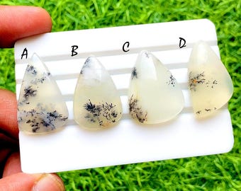 Flawless Dendritic Opal Cabochon Loose Gemstone For Jewelry Making, Dendritic Opal Gemstone For Handamde Jewelry And Wire Wrap - 34736-34739