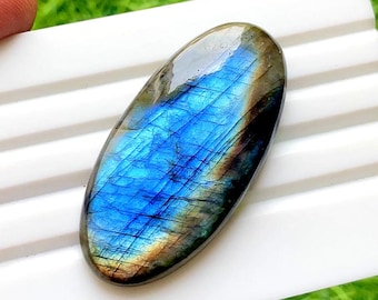 BIG Multi Color Labradorite Cabochon Loose Gemstone For Jewelry Making | Size : 52X24X8 MM | AAA+ Natural Multi Color Labradorite - 36865