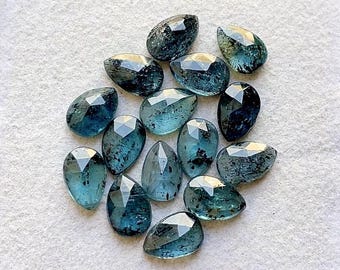 New 6X9 MM Teal Moss Kyanite 15 Pieces Pear Rosecut Flat Back Gemstone Lot, AAA+ Teal Moss Kyanite Gemstone For Handmade Jewelry Making