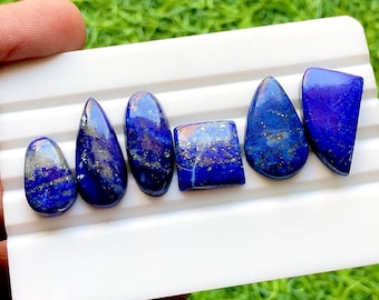 Lapis Lazuli Cabochon 6 Pieces Loose Gemstone Lot | Size : 24-16 MM | AAA+ Natural Lapis Lazuli Cabochon For Handmade Jewelry - 34391