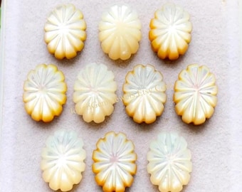 Mother Of Pearl Oval Shape Hand Carving Gemstone 10 Pieces Lot | Size : 10X14 MM | AAA+ Natural MOP Handcarved Gemstone For Jewelry Making