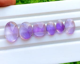 Pink Amethyst Cabochon Loose Gemstone 6 Pieces Lot | Size : 17-12 MM | AAA+ Natural Pink Amethyst Cabochon Lot For Handmade Jewelry - 34687
