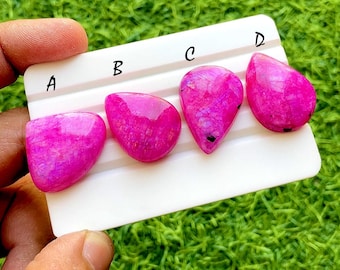 Hot Pink Dyed Moonstone Loose Cabochon For Wire Wrap, Smooth Polished Moonstone Gemstone, Vibrant Pink Jewelry Making Stones - 37852-37855