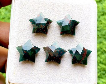 Bloodstone 15 MM Rose Cut Briolette Star Shape Gemstone 5 Pieces Lot For Handmade Jewelry, AAA+ Natural Bloodstone Star Shape For Jewelry