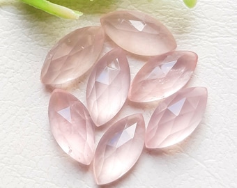 Natural Rose Quartz Rose Cut Gemstone | 8 Pieces Lot | Size 7X14 MM | Marquise Shape | AAA+ Rose Quartz Rose Cut Gemstone For Jewelry Making