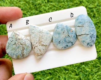 NEW Blue Opal With Chalcedony Cabochon Loose Gemstone For Jewelry Making, AAA+ Natural Opal Chalcedony Cabochon For Wire Wrap - 36948-36951